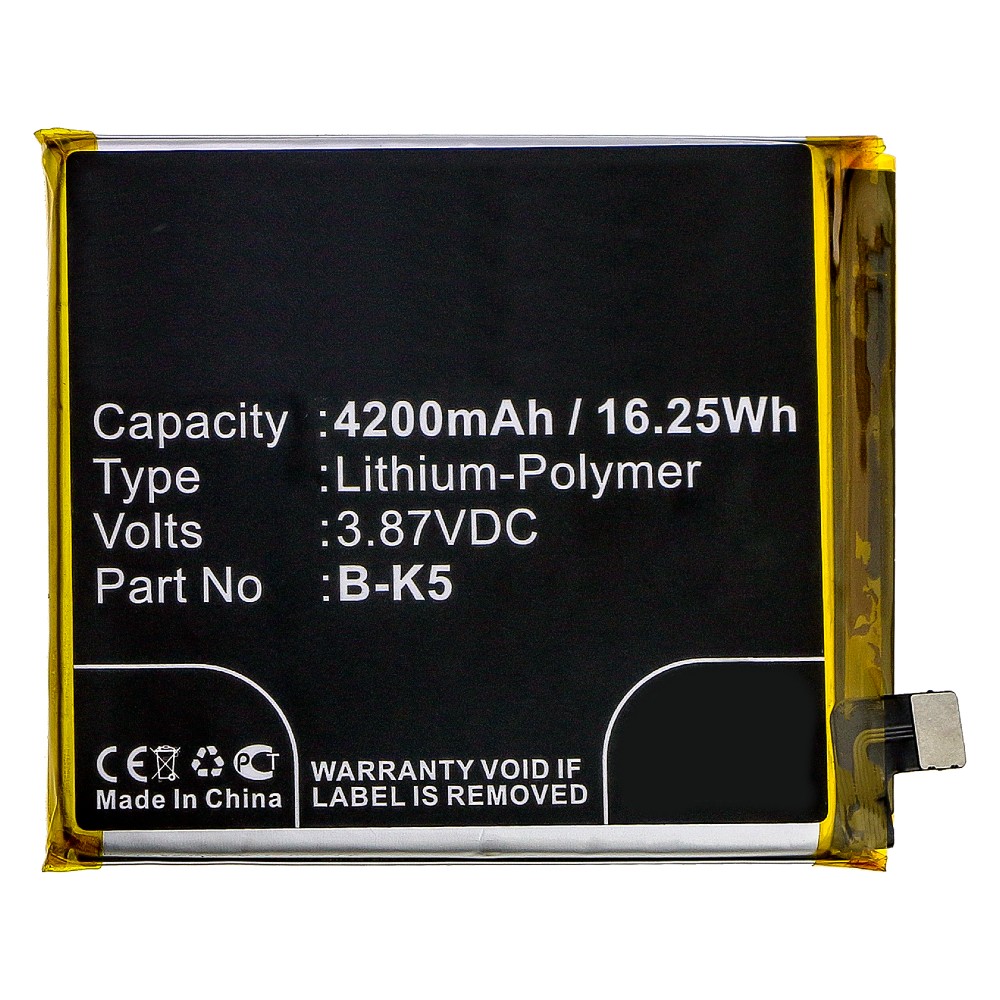 Synergy Digital Cell Phone Battery, Compatible with VIVO B-K5 Cell Phone Battery (Li-Pol, 3.87V, 4200mAh)