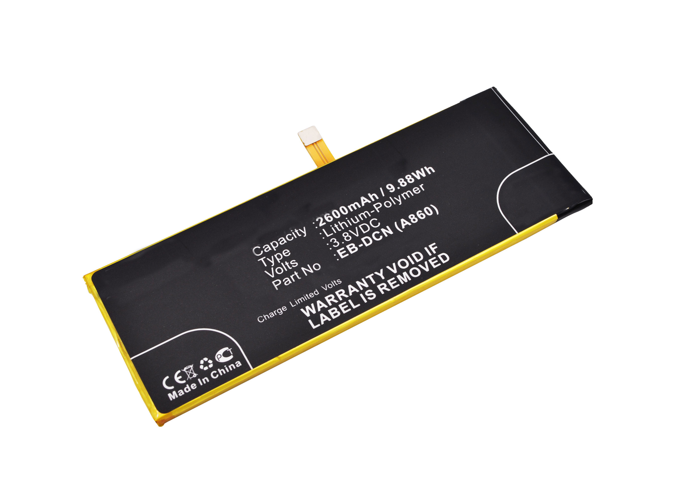 Synergy Digital Cell Phone Battery, Compatible with EBest EB-DCN (A860) Cell Phone Battery (3.8V, Li-Pol, 2600mAh)