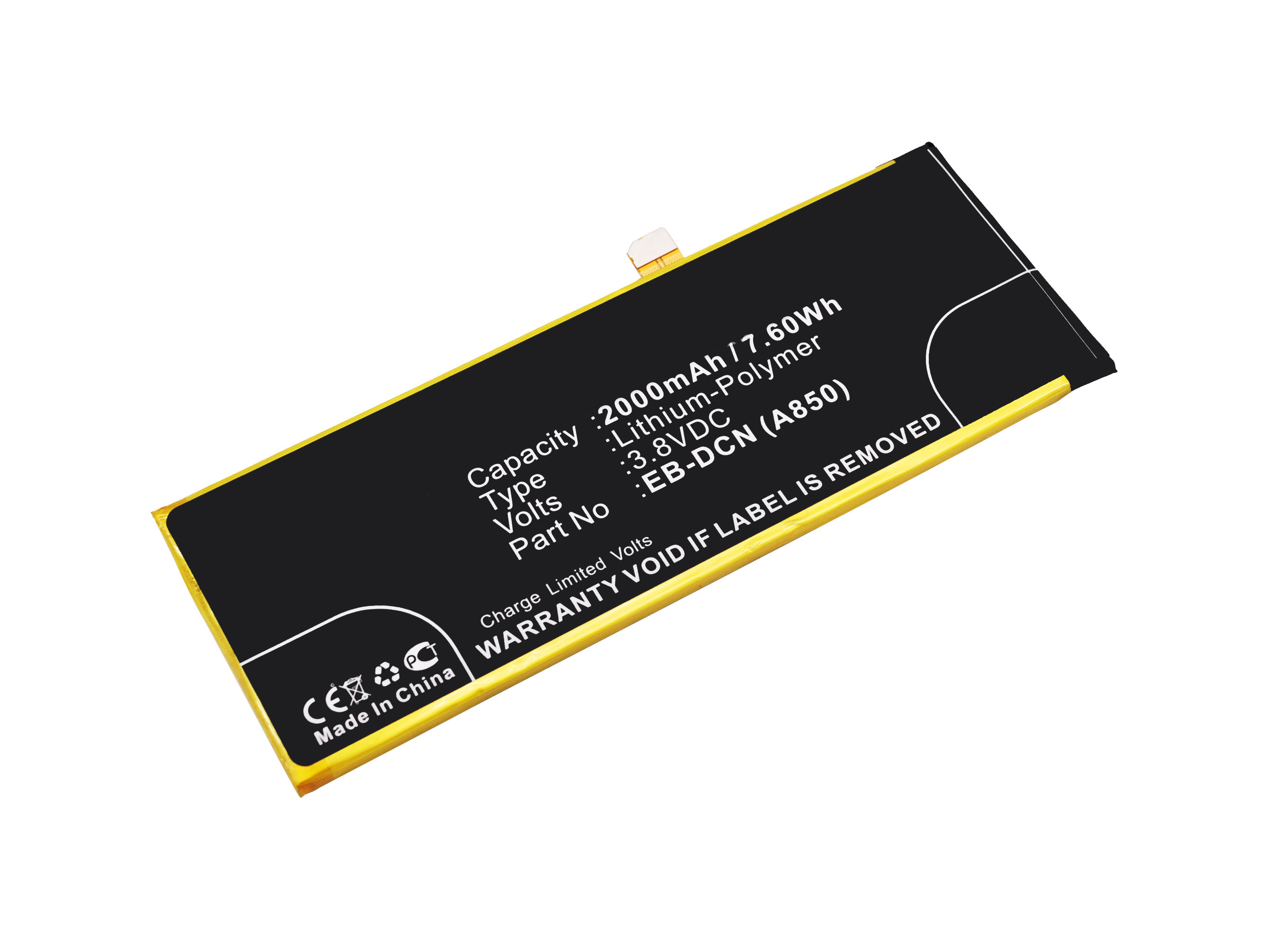 Synergy Digital Cell Phone Battery, Compatible with EBest EB-DCN (A850) Cell Phone Battery (3.8V, Li-Pol, 2000mAh)