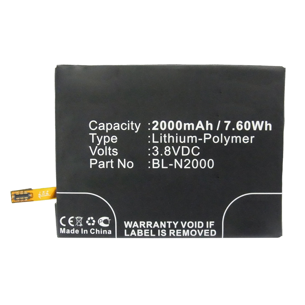 Synergy Digital Cell Phone Battery, Compatible with GIONEE BL-N2000 Cell Phone Battery (3.8V, Li-Pol, 2000mAh)