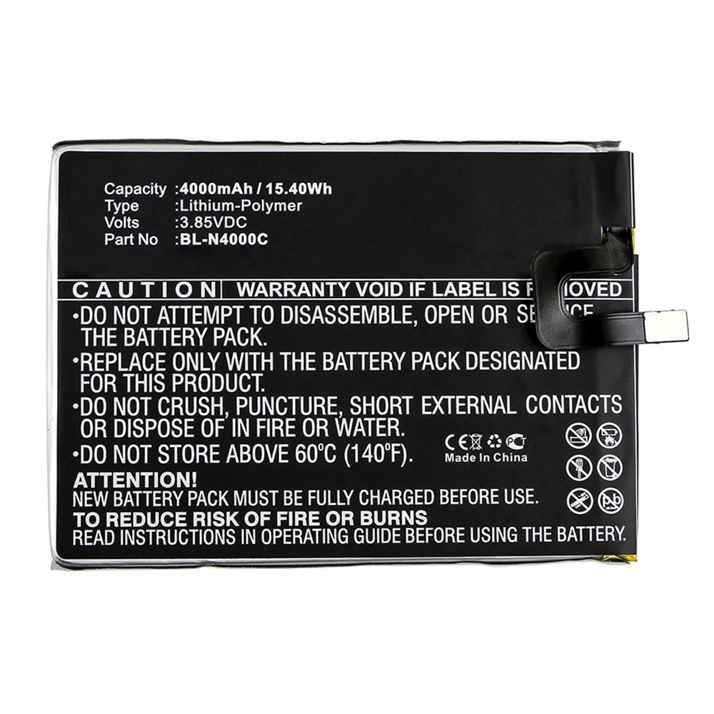 Synergy Digital Cell Phone Battery, Compatible with GIONEE BL-N4000C Cell Phone Battery (3.85V, Li-Pol, 4000mAh)