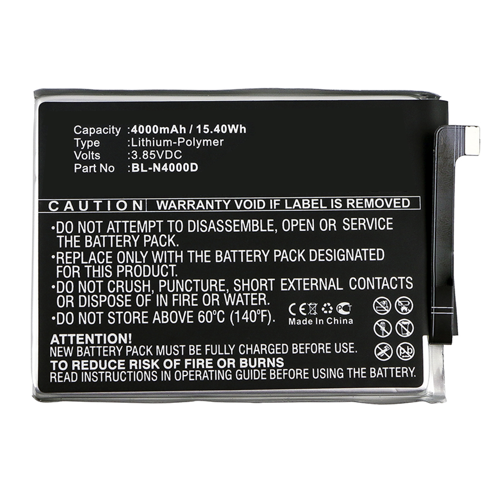 Synergy Digital Cell Phone Battery, Compatible with GIONEE BL-N4000D Cell Phone Battery (3.85V, Li-Pol, 4000mAh)