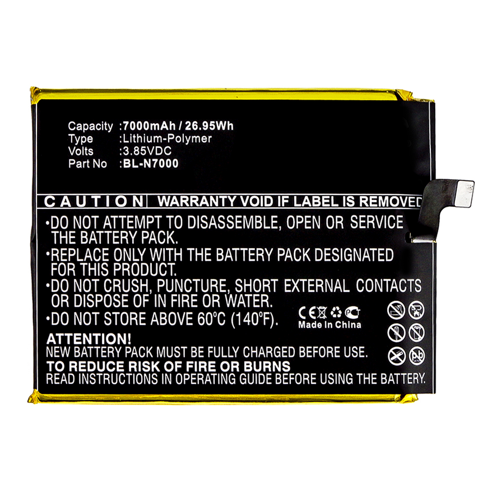 Synergy Digital Cell Phone Battery, Compatible with GIONEE BL-N7000 Cell Phone Battery (3.85V, Li-Pol, 7000mAh)