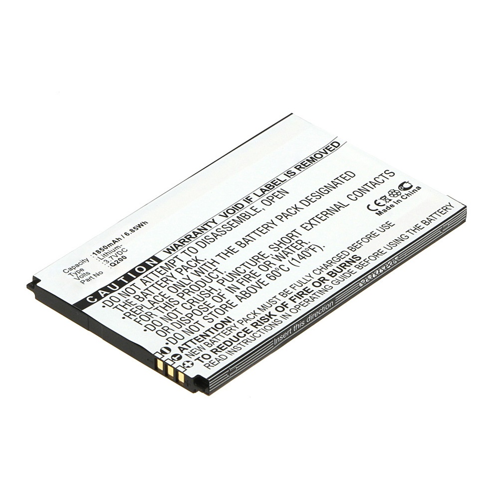 Synergy Digital Cell Phone Battery, Compatible with Green Orange Q200 Cell Phone Battery (3.7V, Li-Pol, 1850mAh)