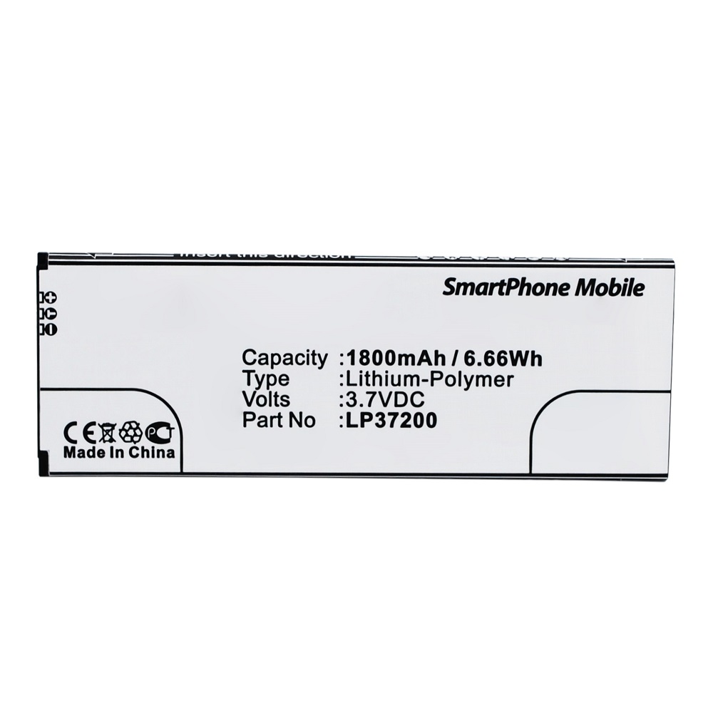Synergy Digital Cell Phone Battery, Compatible with Hisense LP37200 Cell Phone Battery (3.7V, Li-Pol, 1800mAh)