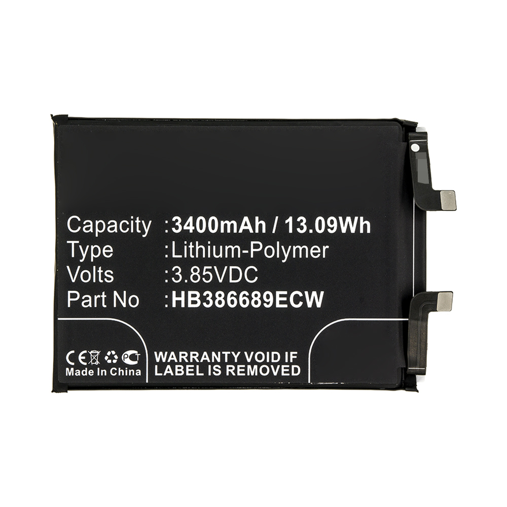 Synergy Digital Cell Phone Battery, Compatible with Huawei HB386689ECW Cell Phone Battery (3.85V, Li-Pol, 3400mAh)