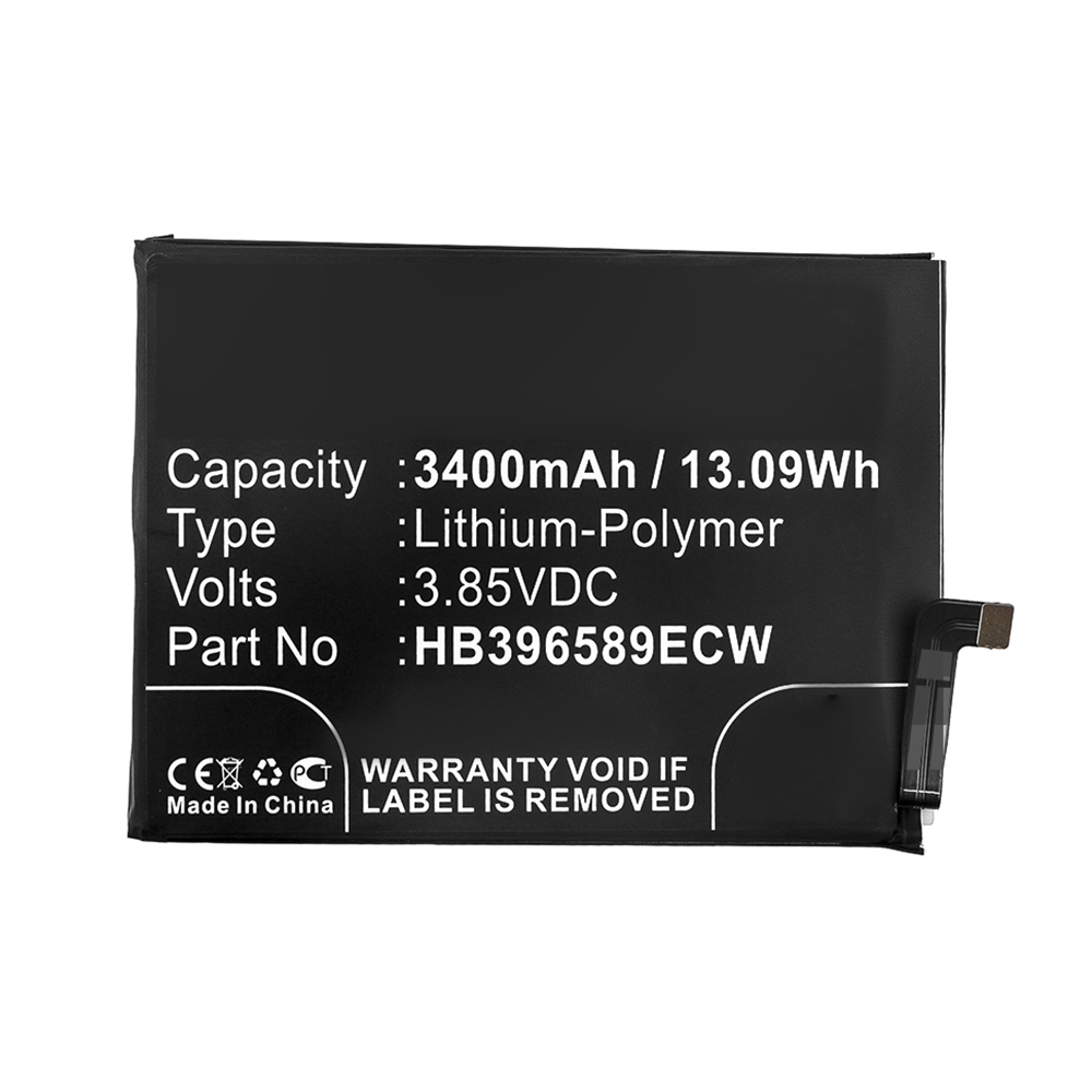 Synergy Digital Cell Phone Battery, Compatible with Huawei HB396589ECW Cell Phone Battery (3.85V, Li-Pol, 3400mAh)