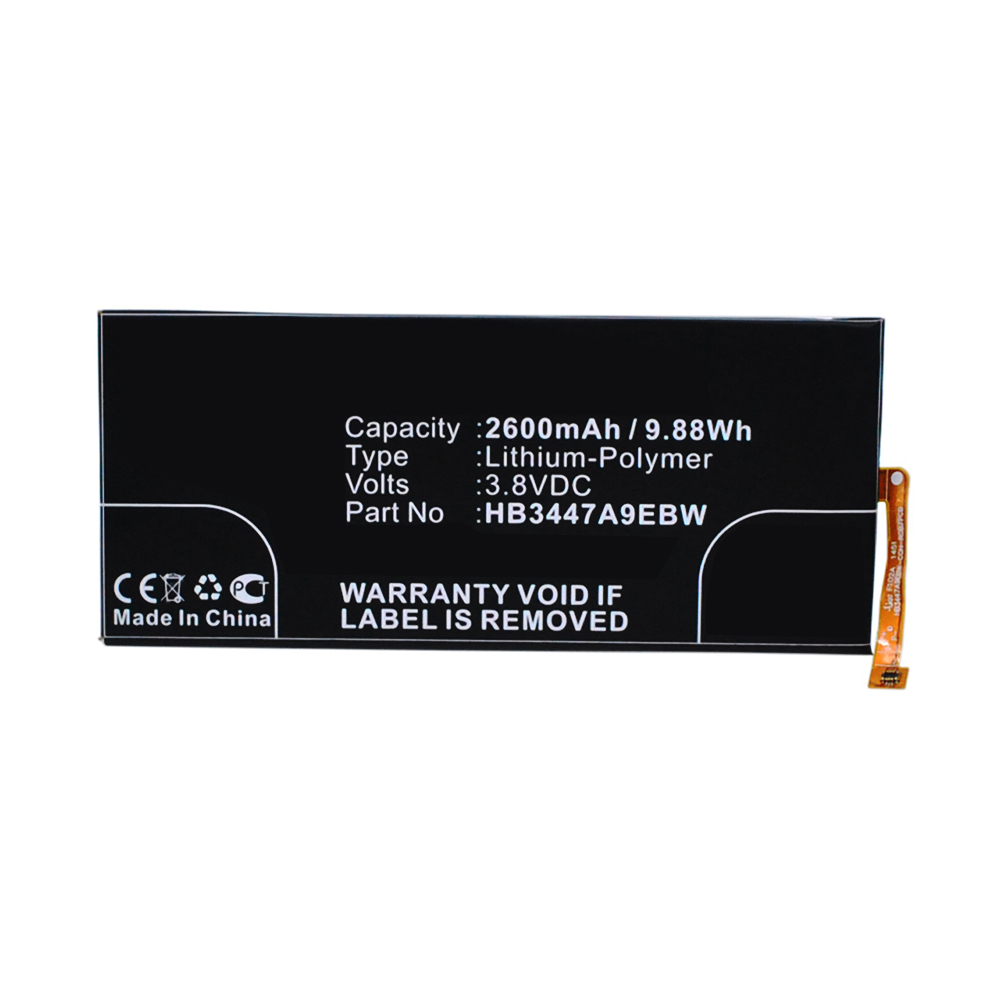 Synergy Digital Cell Phone Battery, Compatible with Huawei HB3447A9EBW Cell Phone Battery (3.8V, Li-Pol, 2600mAh)