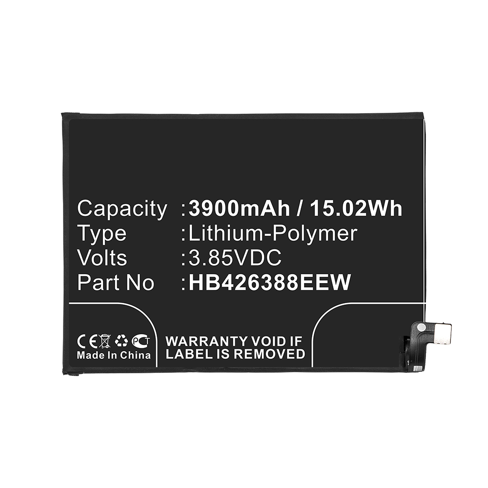 Synergy Digital Cell Phone Battery, Compatible with Huawei HB426388EEW Cell Phone Battery (3.85V, Li-Pol, 3900mAh)