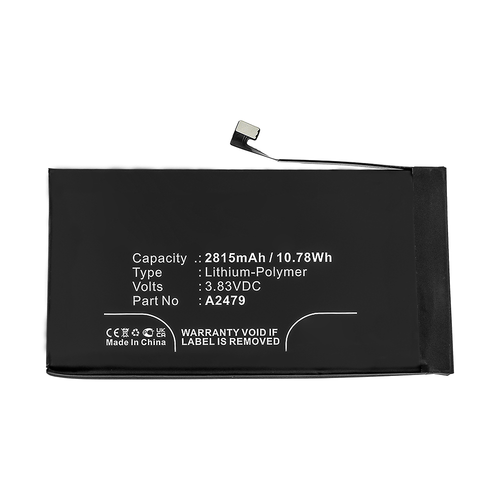 Synergy Digital Cell Phone Battery, Compatible with Apple A2479 Cell Phone Battery (Li-Pol, 3.83V, 2815mAh)