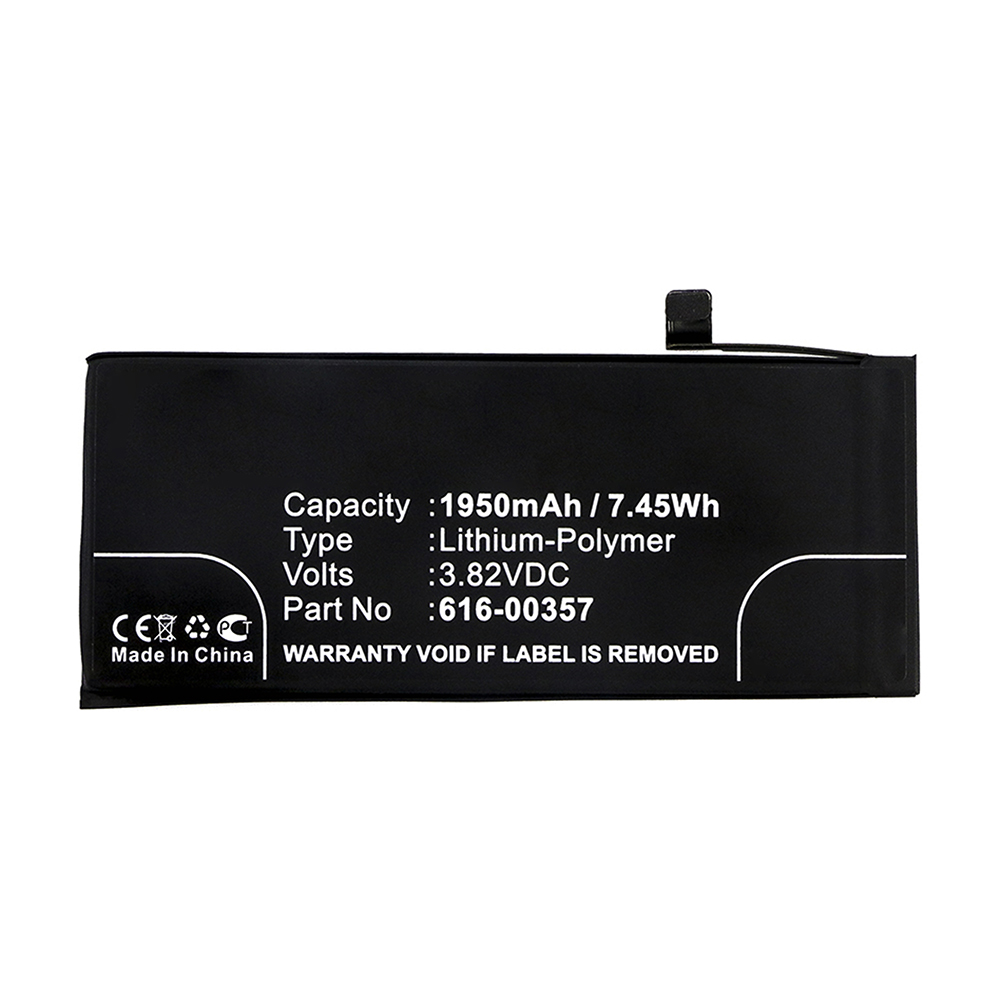 Synergy Digital Cell Phone Battery, Compatible with Apple 616-00357 Cell Phone Battery (Li-Pol, 3.82V, 1950mAh)