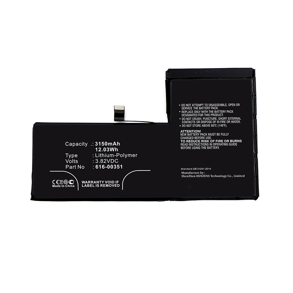 Synergy Digital Cell Phone Battery, Compatible with Apple 616-00351 Cell Phone Battery (Li-Pol, 3.82V, 3150mAh)