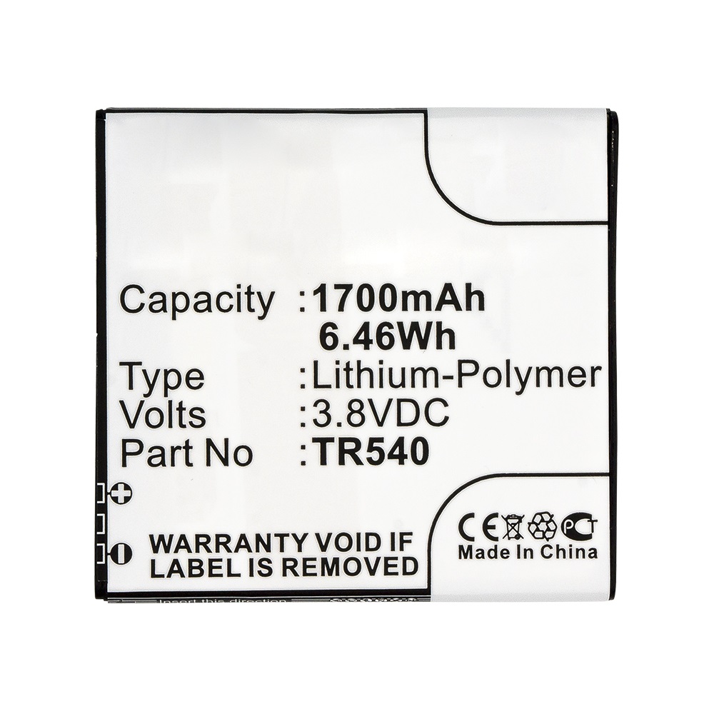 Synergy Digital Cell Phone Battery, Compatible with Kazam TR540-HSHCJ0002088 Cell Phone Battery (Li-Pol, 3.8V, 1700mAh)