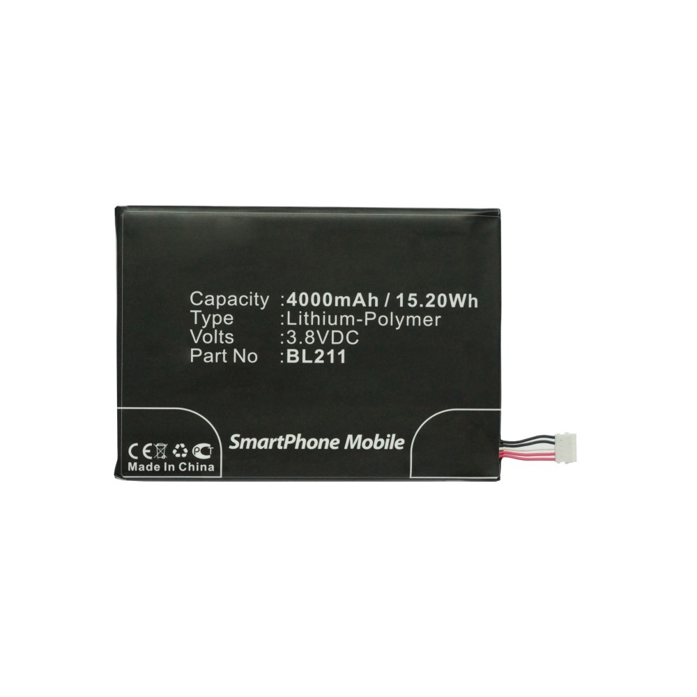 Synergy Digital Cell Phone Battery, Compatible with Lenovo BL211 Cell Phone Battery (Li-Pol, 3.8V, 4000mAh)