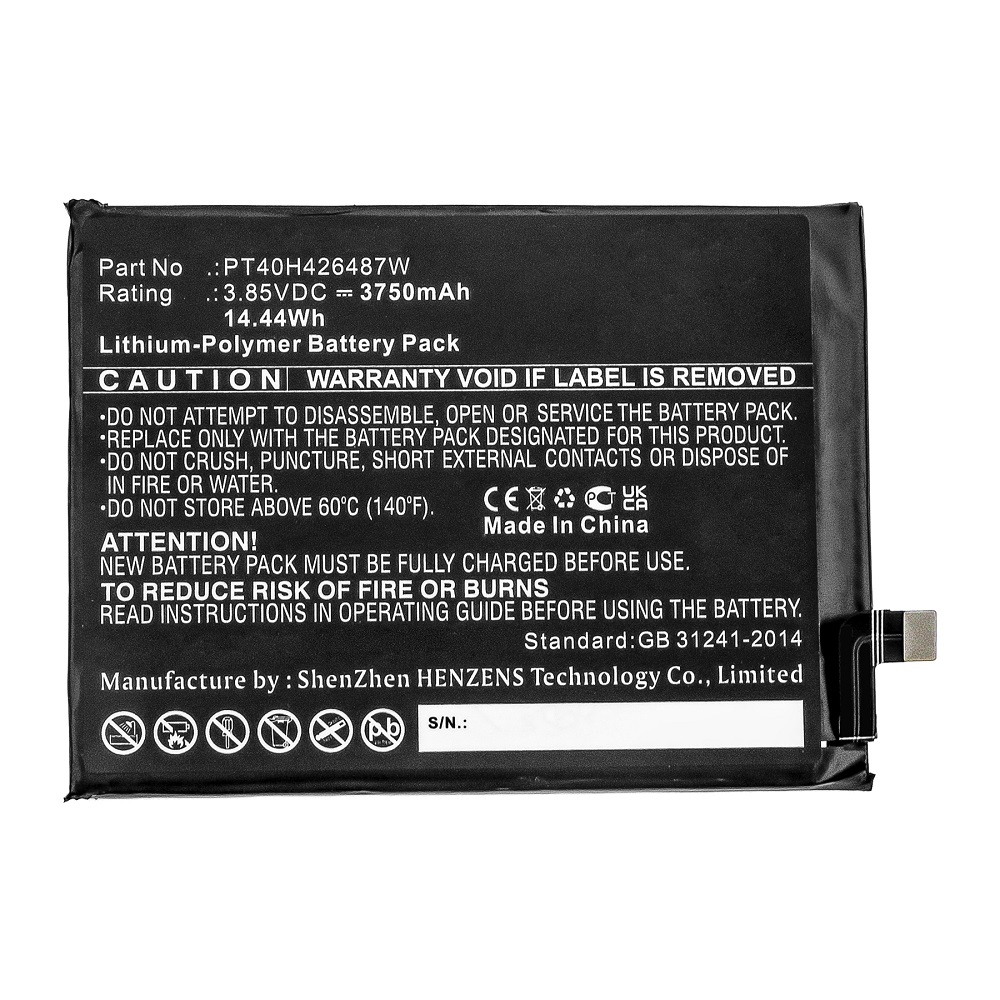 Synergy Digital Cell Phone Battery, Compatible with Cricket PT40H426487W Cell Phone Battery (Li-Pol, 3.85V, 3750mAh)