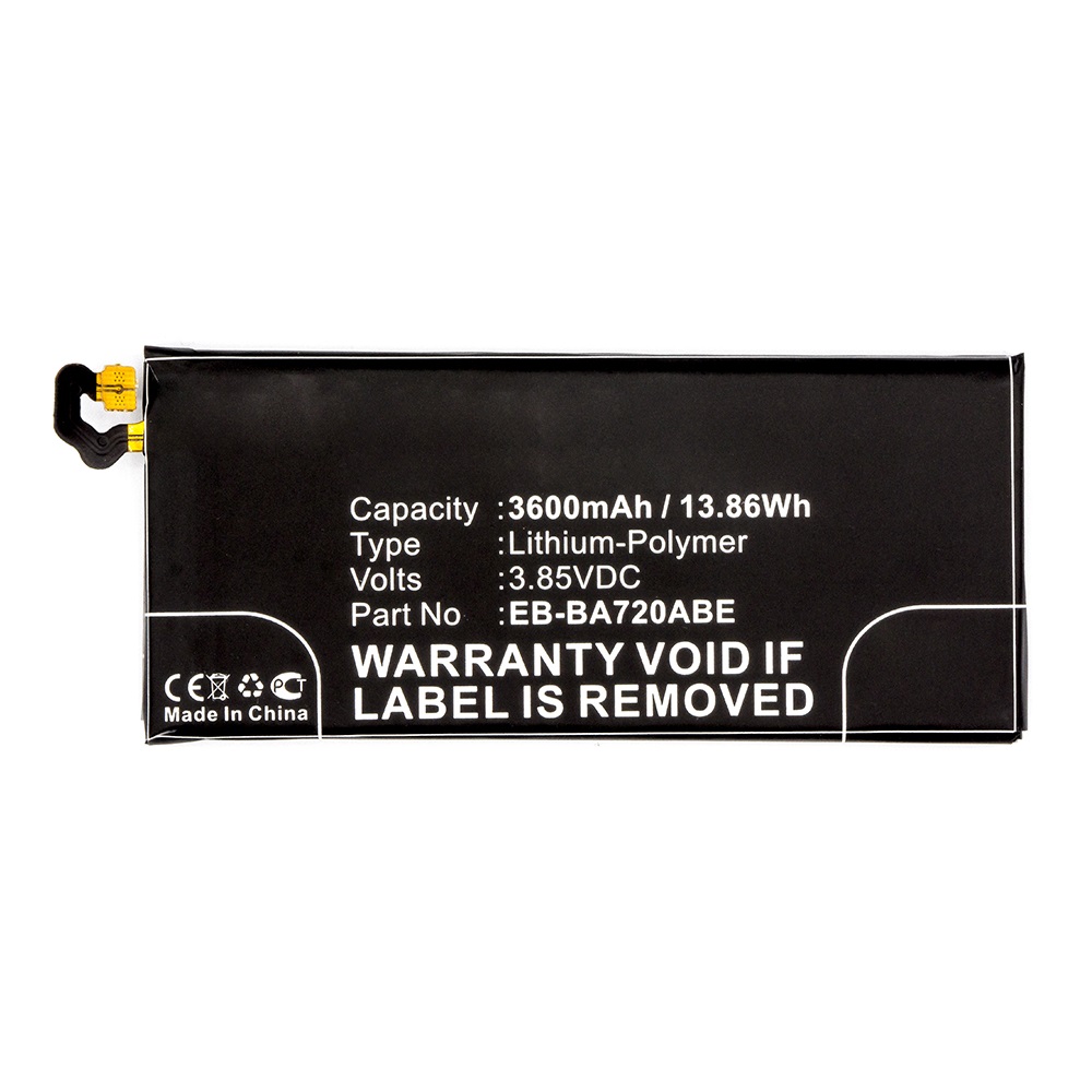 Synergy Digital Cell Phone Battery, Compatible with Samsung EB-BA720ABE Cell Phone Battery (Li-Pol, 3.85V, 3600mAh)