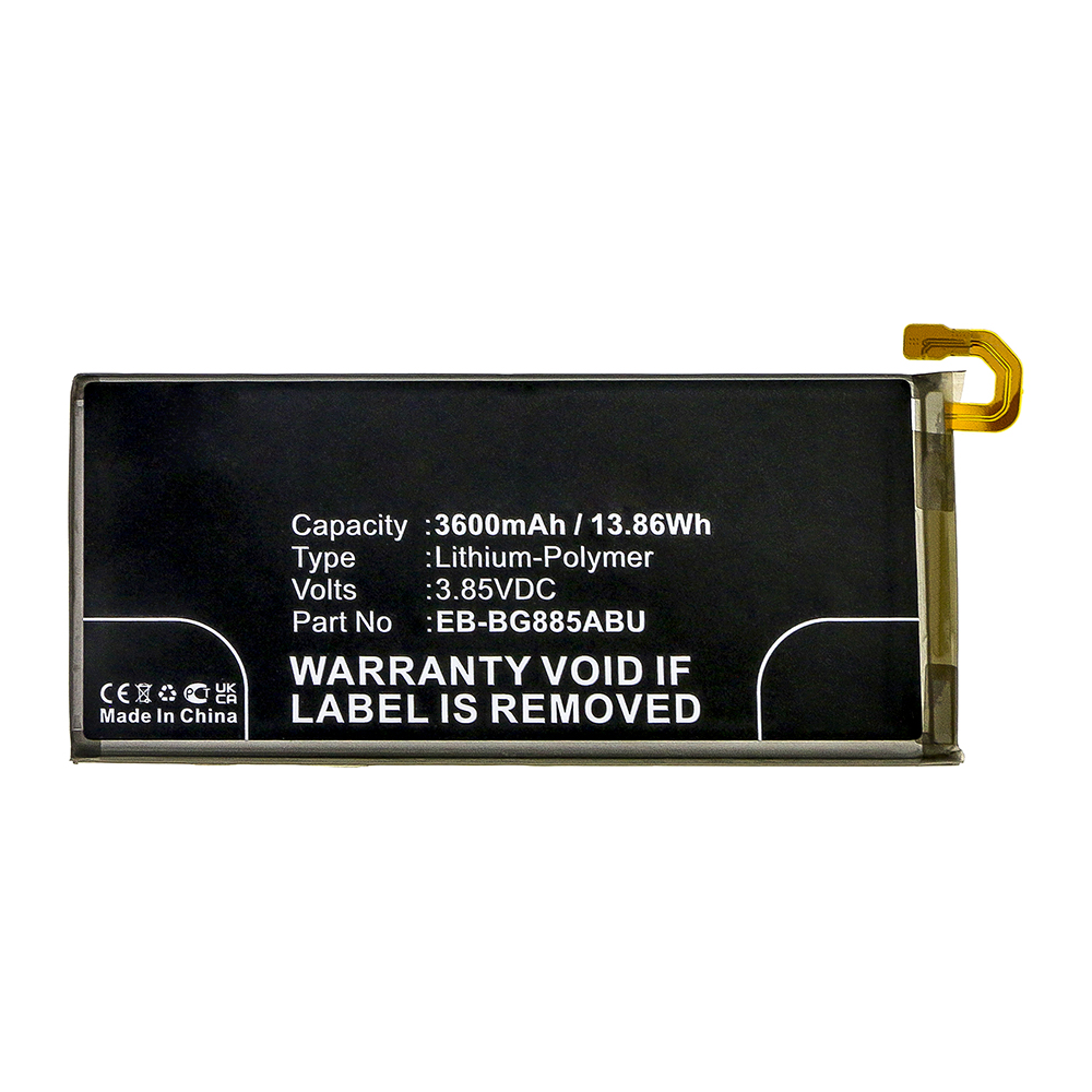 Synergy Digital Cell Phone Battery, Compatible with Samsung EB-BG885ABU Cell Phone Battery (Li-Pol, 3.85V, 3600mAh)