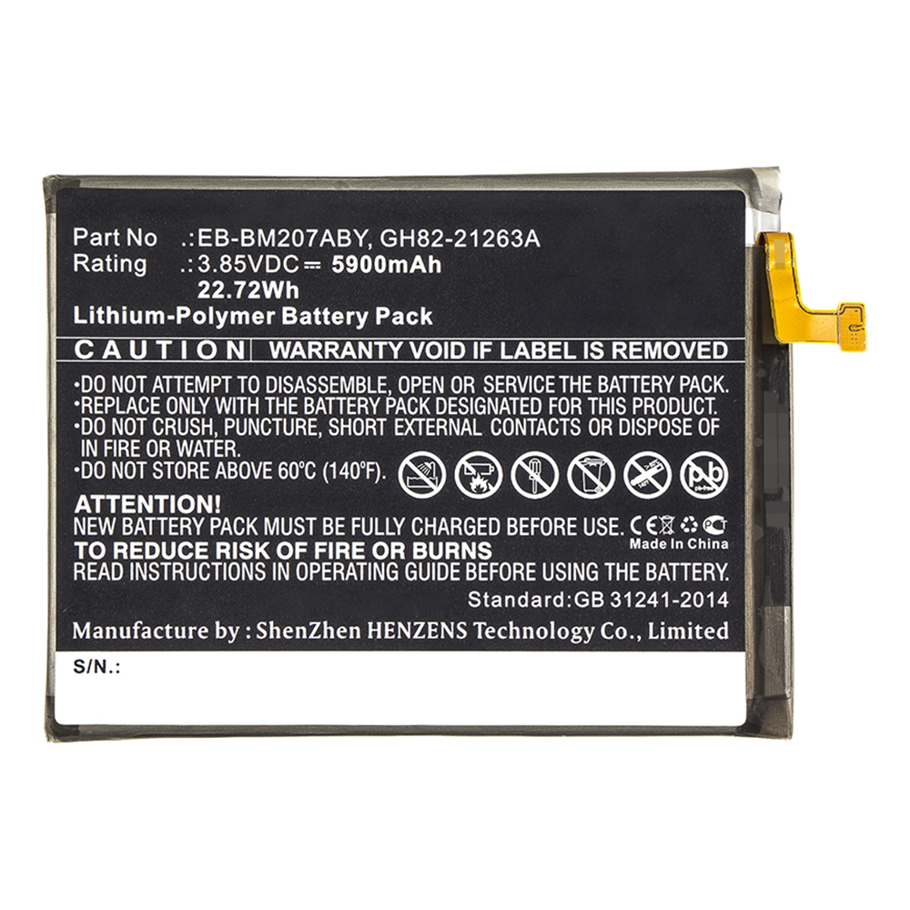 Synergy Digital Cell Phone Battery, Compatible with Samsung EB-BM207ABY Cell Phone Battery (Li-Pol, 3.85V, 5900mAh)