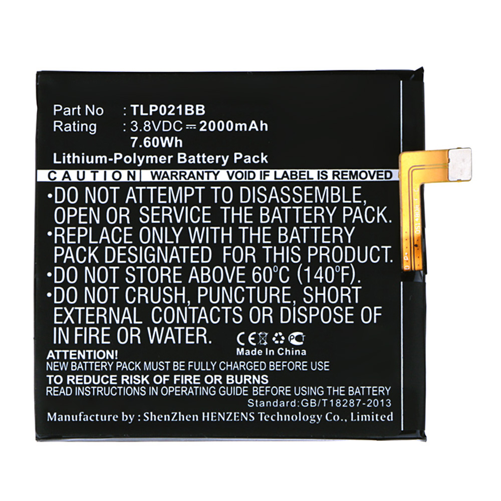 Synergy Digital Cell Phone Battery, Compatible with TCL TLP021BB Cell Phone Battery (Li-Pol, 3.8V, 2000mAh)