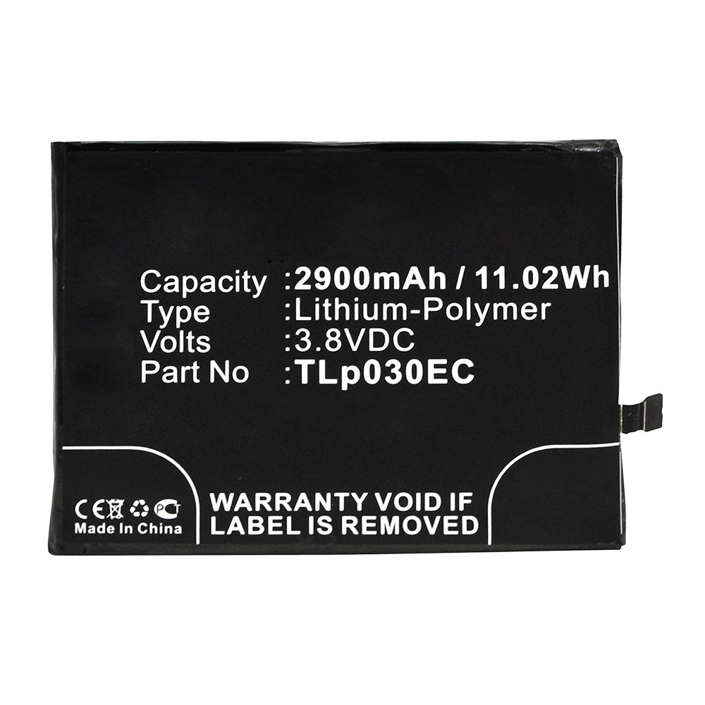Synergy Digital Cell Phone Battery, Compatible with TCL TLp030EC Cell Phone Battery (Li-Pol, 3.8V, 2900mAh)