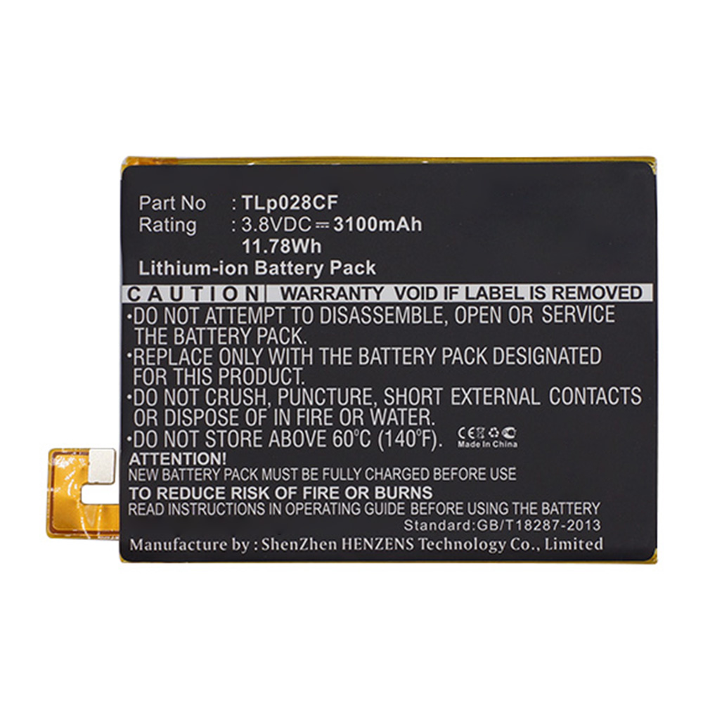 Synergy Digital Cell Phone Battery, Compatible with TCL TLp028CF Cell Phone Battery (Li-Pol, 3.8V, 3100mAh)