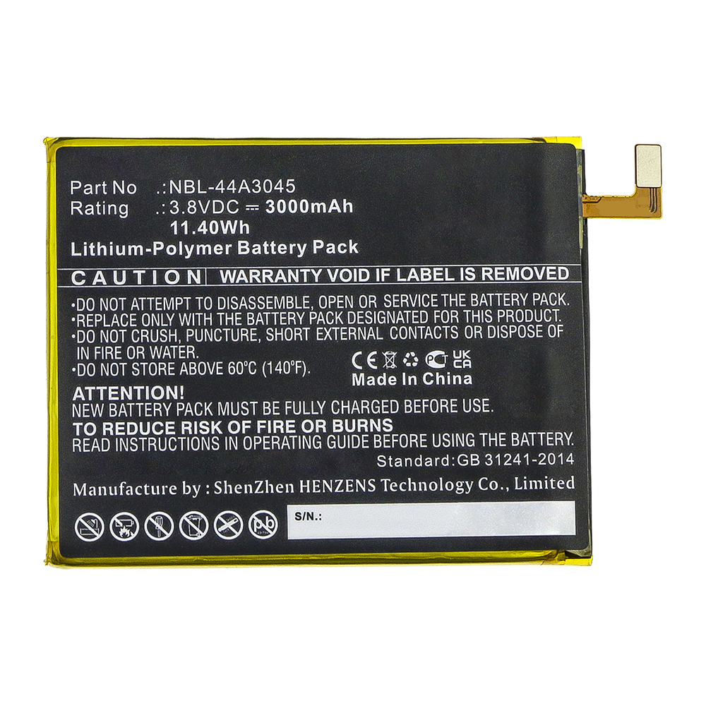 Synergy Digital Cell Phone Battery, Compatible with TP-Link NBL-44A3045 Cell Phone Battery (Li-Pol, 3.8V, 3000mAh)