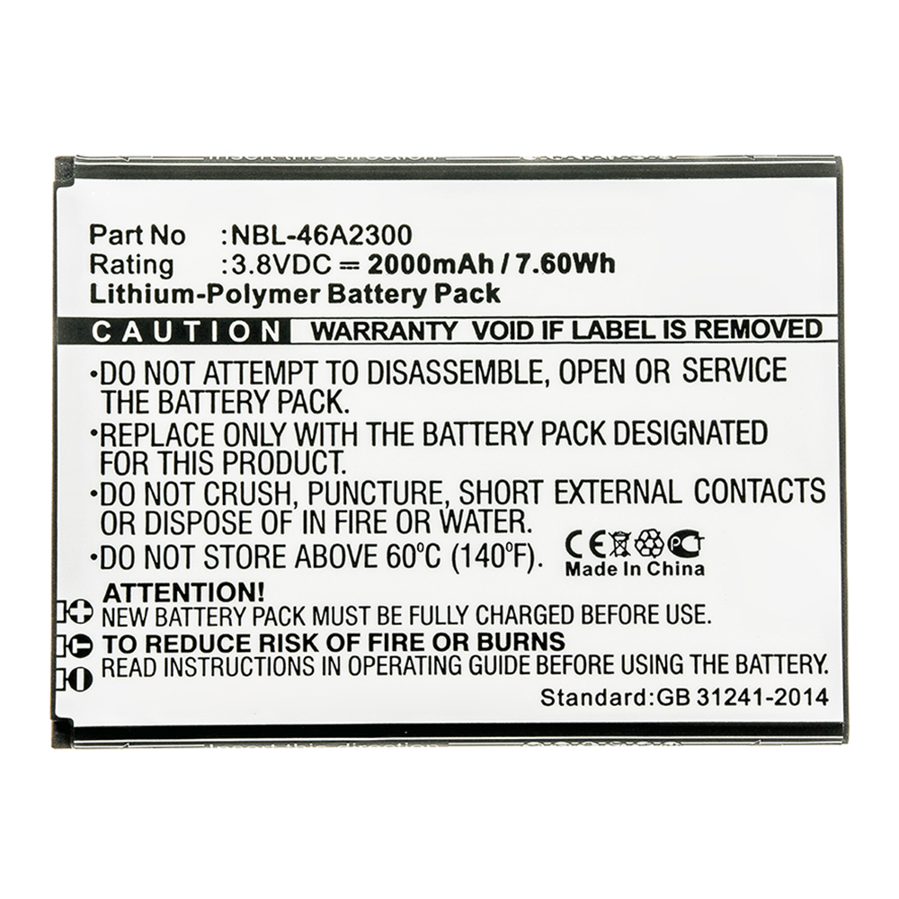 Synergy Digital Cell Phone Battery, Compatible with TP-Link NBL-46A2300 Cell Phone Battery (Li-Pol, 3.8V, 2000mAh)