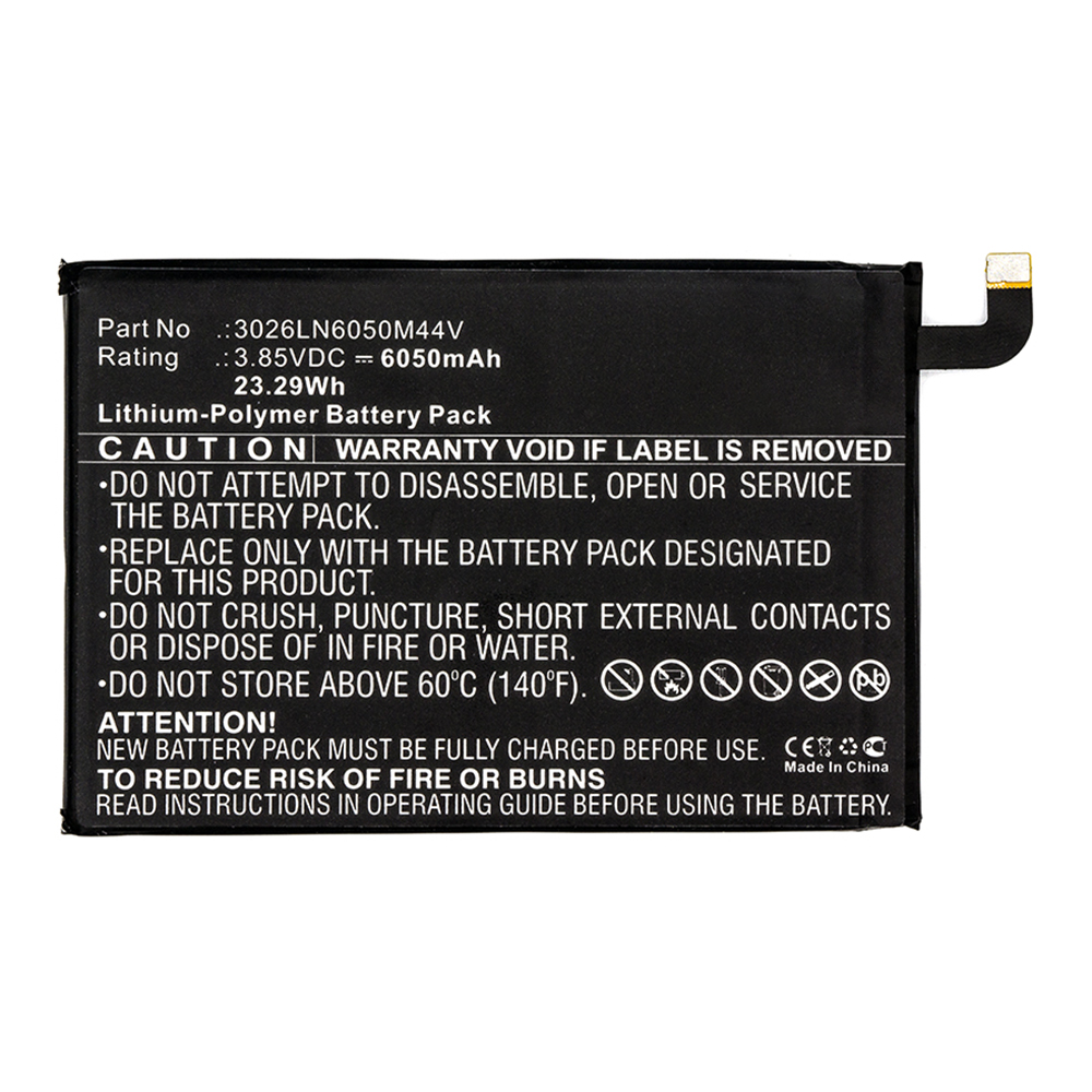 Synergy Digital Cell Phone Battery, Compatible with Ulefone 3026LN6050M44V Cell Phone Battery (Li-Pol, 3.85V, 6050mAh)