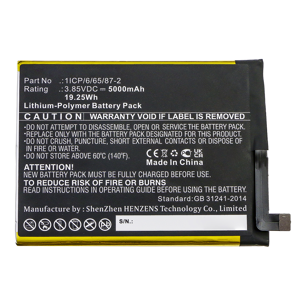 Synergy Digital Cell Phone Battery, Compatible with UMI 1ICP/6/65/87-2 Cell Phone Battery (Li-Pol, 3.85V, 5000mAh)