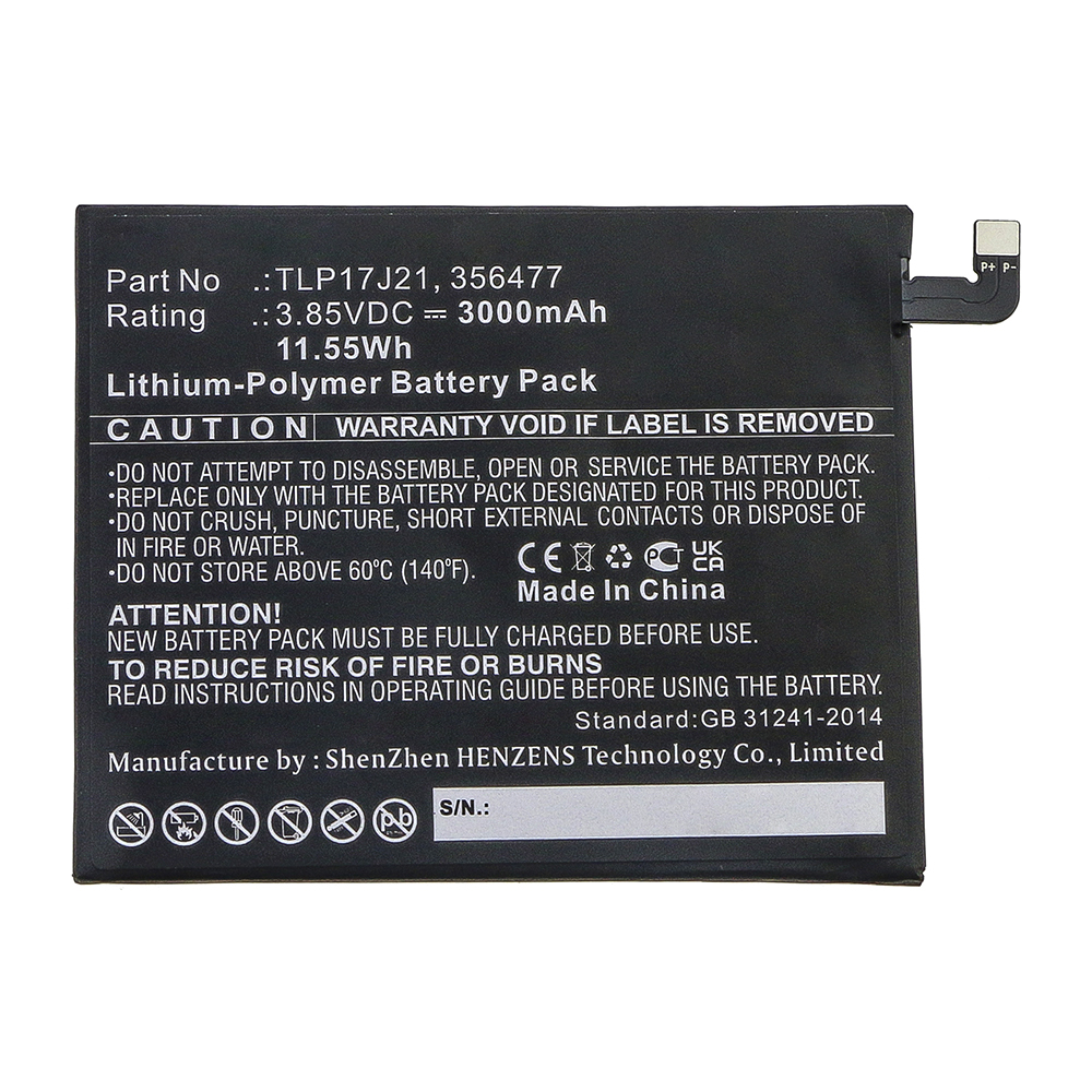 Synergy Digital Cell Phone Battery, Compatible with Wiko 356477 Cell Phone Battery (Li-Pol, 3.85V, 3000mAh)