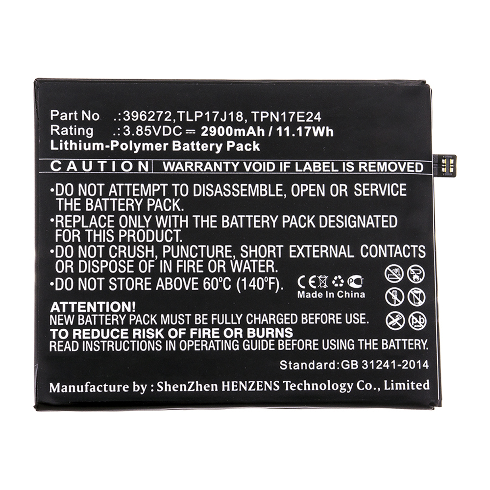 Synergy Digital Cell Phone Battery, Compatible with Wiko 396272 Cell Phone Battery (Li-Pol, 3.85V, 2900mAh)