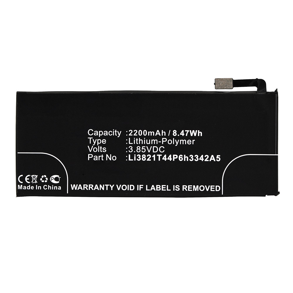 Synergy Digital Cell Phone Battery, Compatible with ZTE Li3821T44P6h3342A5 Cell Phone Battery (Li-Pol, 3.85V, 2200mAh)