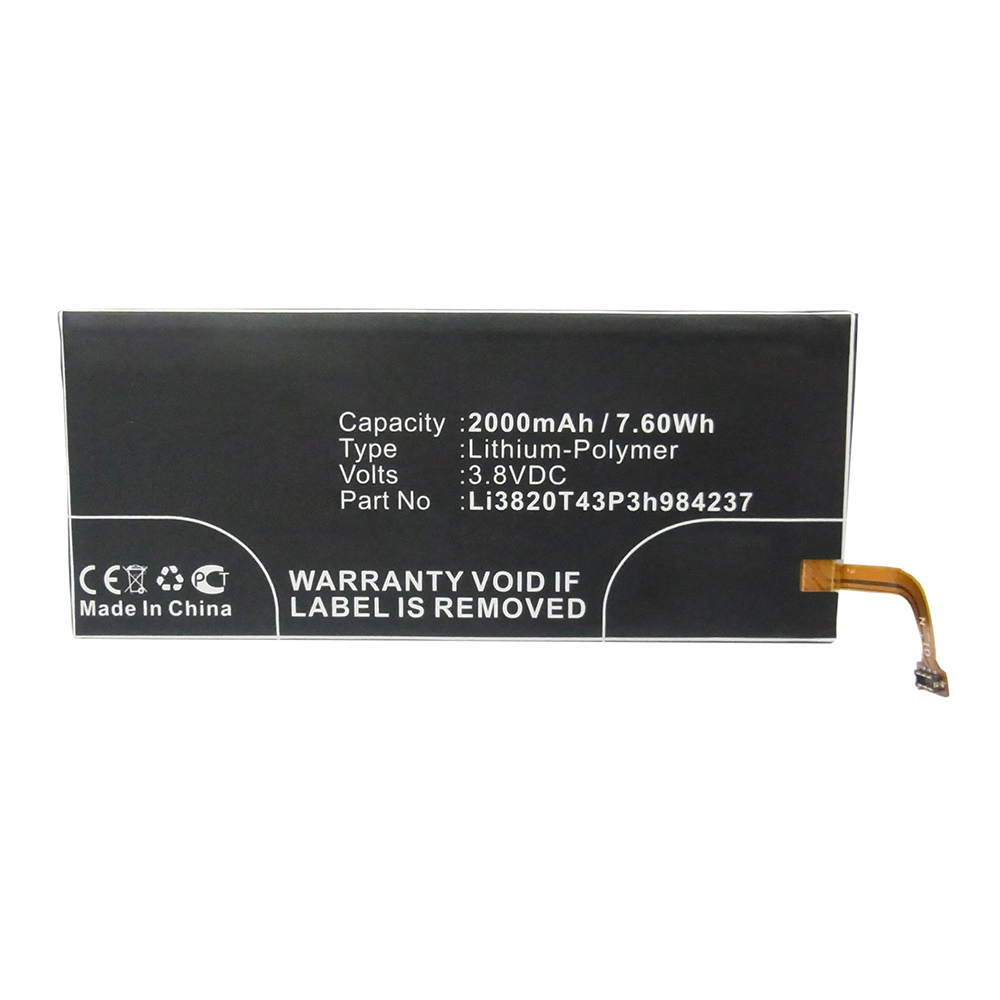 Synergy Digital Cell Phone Battery, Compatible with ZTE Li3820T43P3h984237 Cell Phone Battery (Li-Pol, 3.8V, 2000mAh)