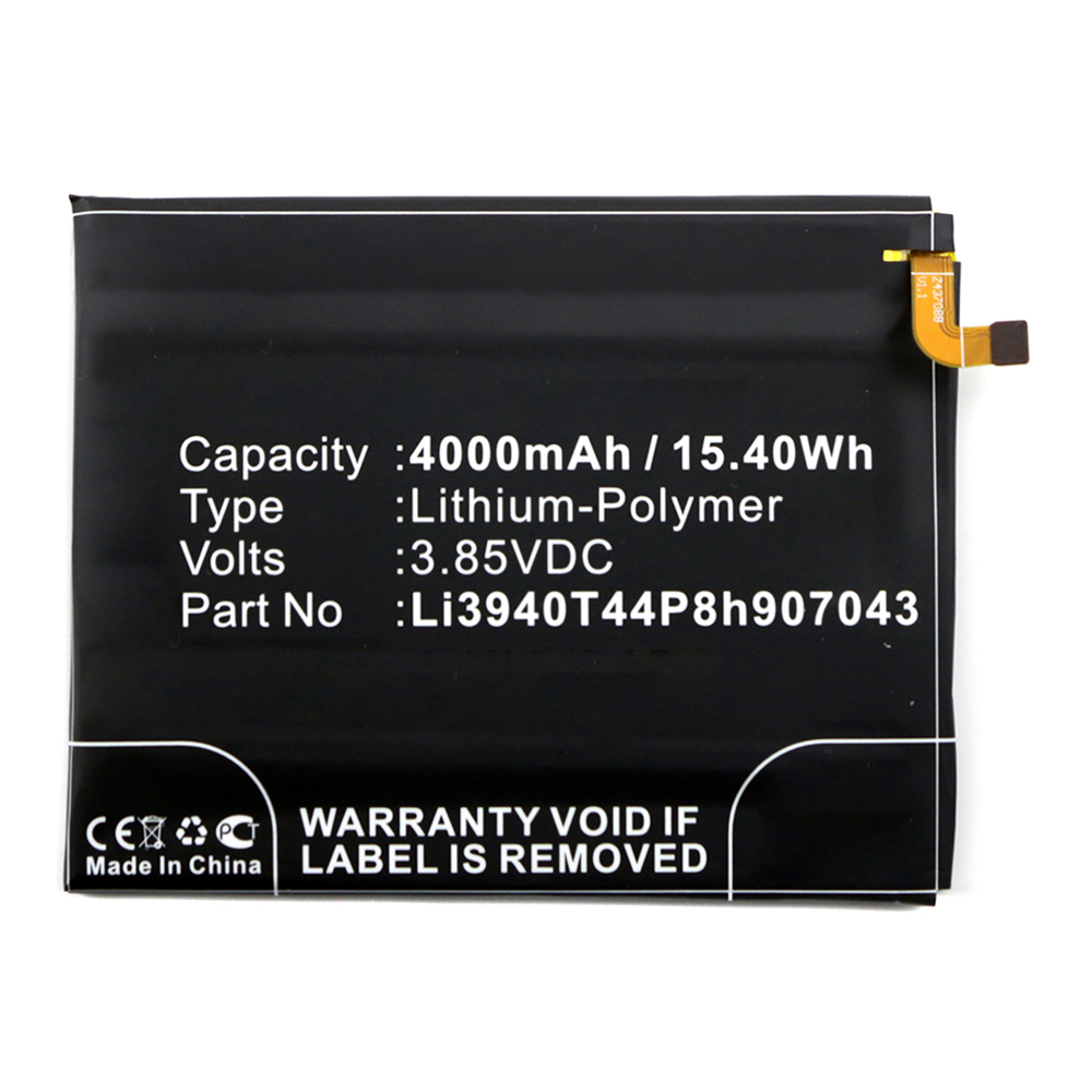 Synergy Digital Cell Phone Battery, Compatible with ZTE Li3940T44P8h907043 Cell Phone Battery (Li-Pol, 3.85V, 4000mAh)