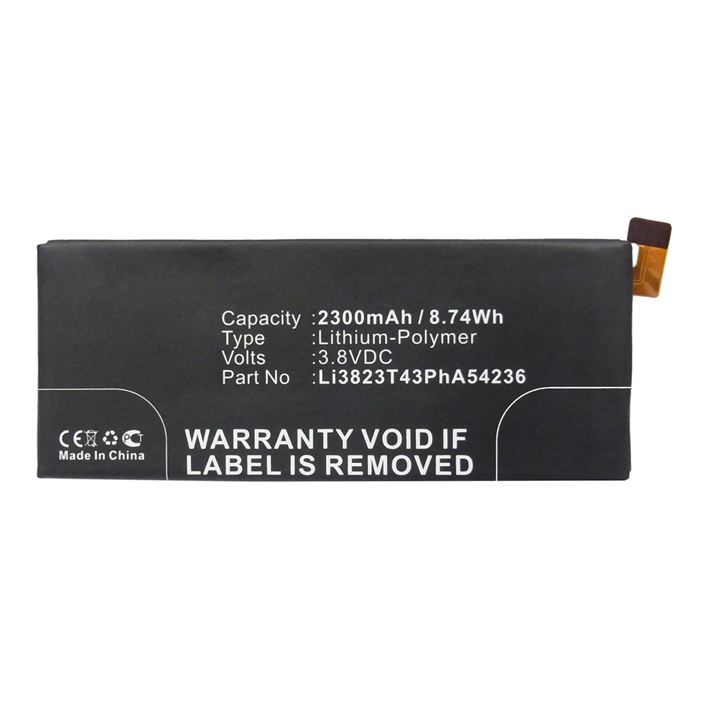 Synergy Digital Cell Phone Battery, Compatible with ZTE Li3823T43PhA54236 Cell Phone Battery (Li-Pol, 3.8V, 2300mAh)