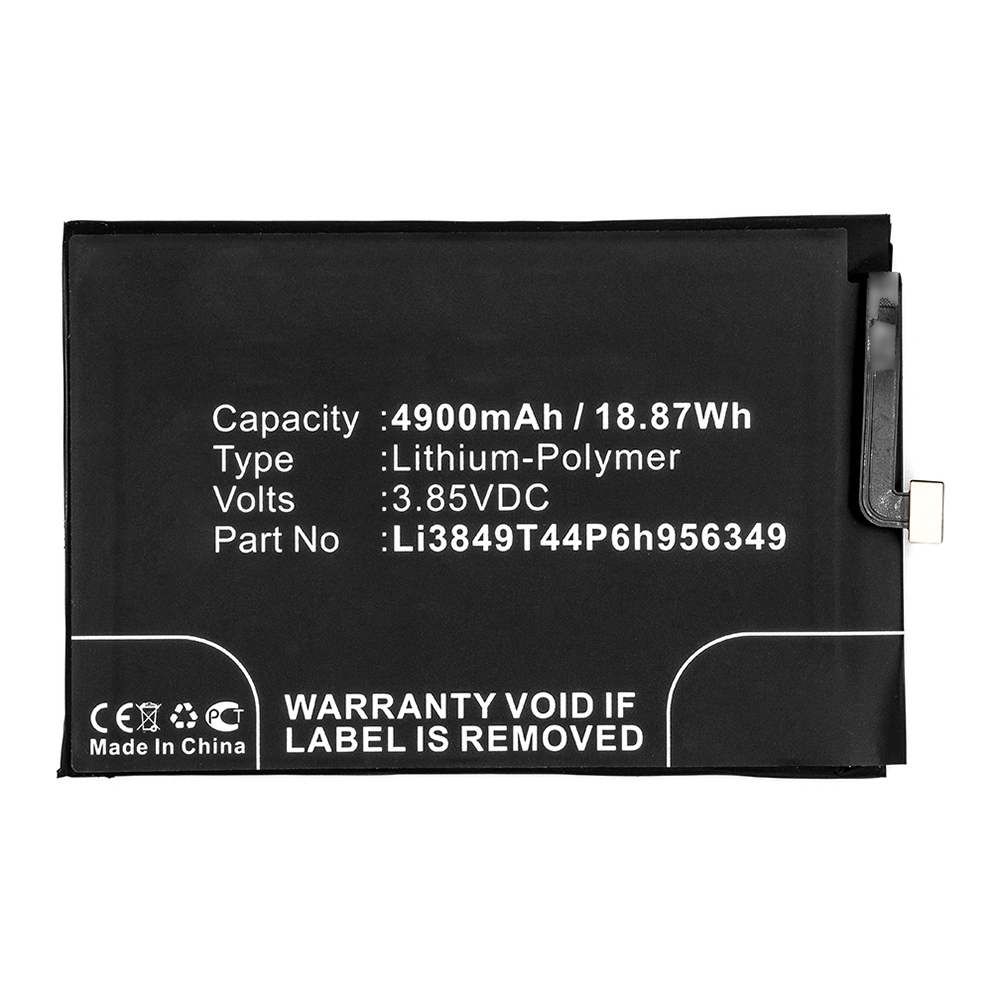 Synergy Digital Cell Phone Battery, Compatible with ZTE Li3849T44P6h956349 Cell Phone Battery (Li-Pol, 3.85V, 4900mAh)