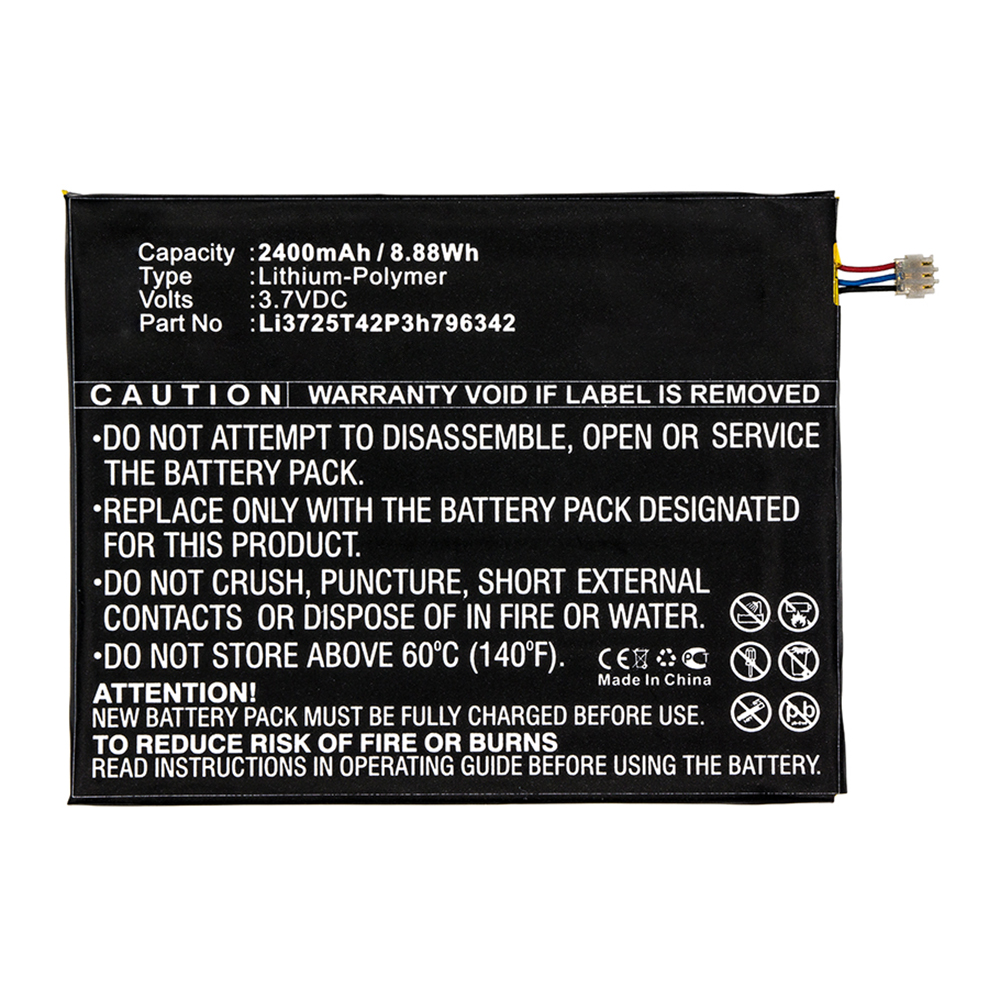 Synergy Digital Cell Phone Battery, Compatible with ZTE Li3725T42P3h796342 Cell Phone Battery (Li-Pol, 3.7V, 2400mAh)