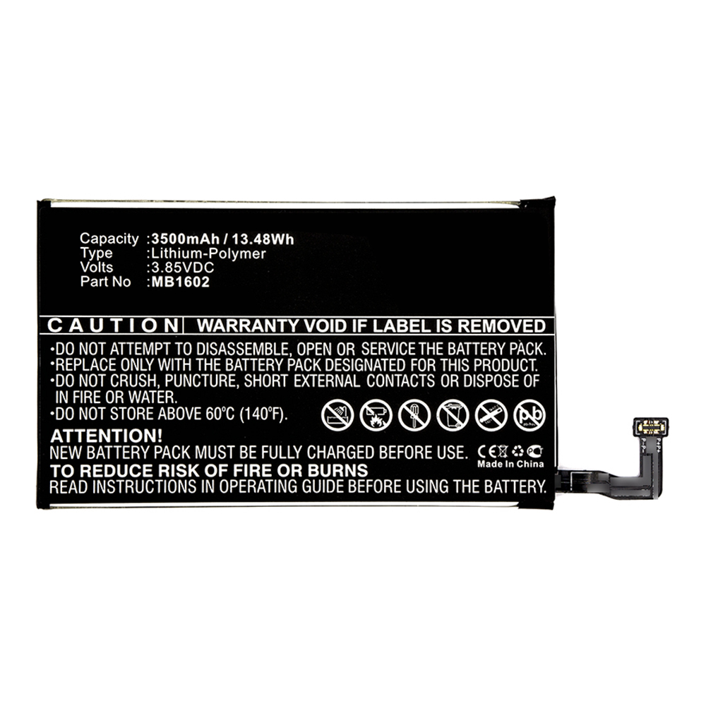 Synergy Digital Cell Phone Battery, Compatible with MB1602 Cell Phone Battery (3.85V, Li-Pol, 3500mAh)