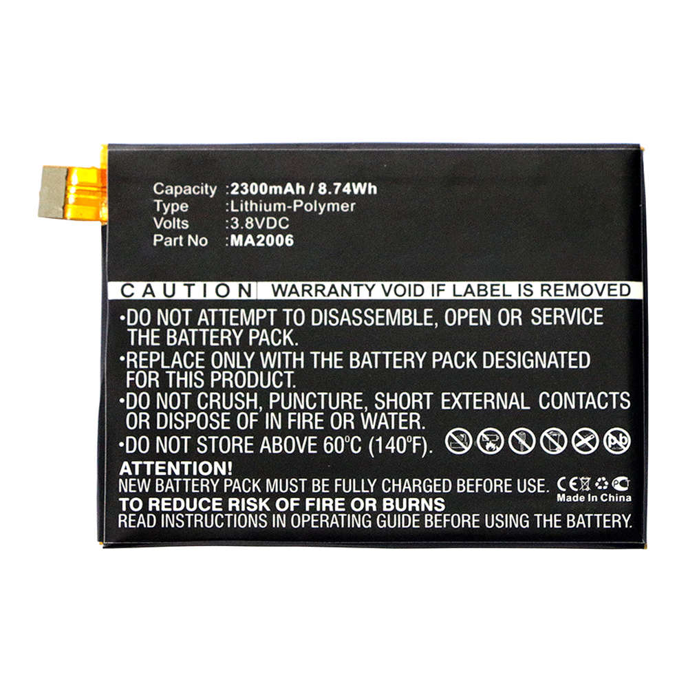 Synergy Digital Cell Phone Battery, Compatible with MA2006 Cell Phone Battery (3.8V, Li-Pol, 2300mAh)