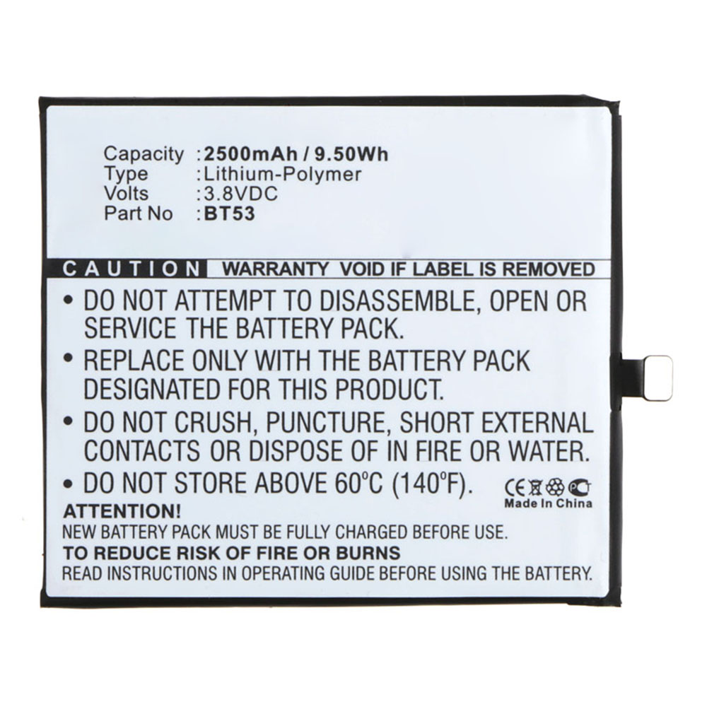 Synergy Digital Cell Phone Battery, Compatible with BT53 Cell Phone Battery (3.8V, Li-Pol, 2500mAh)