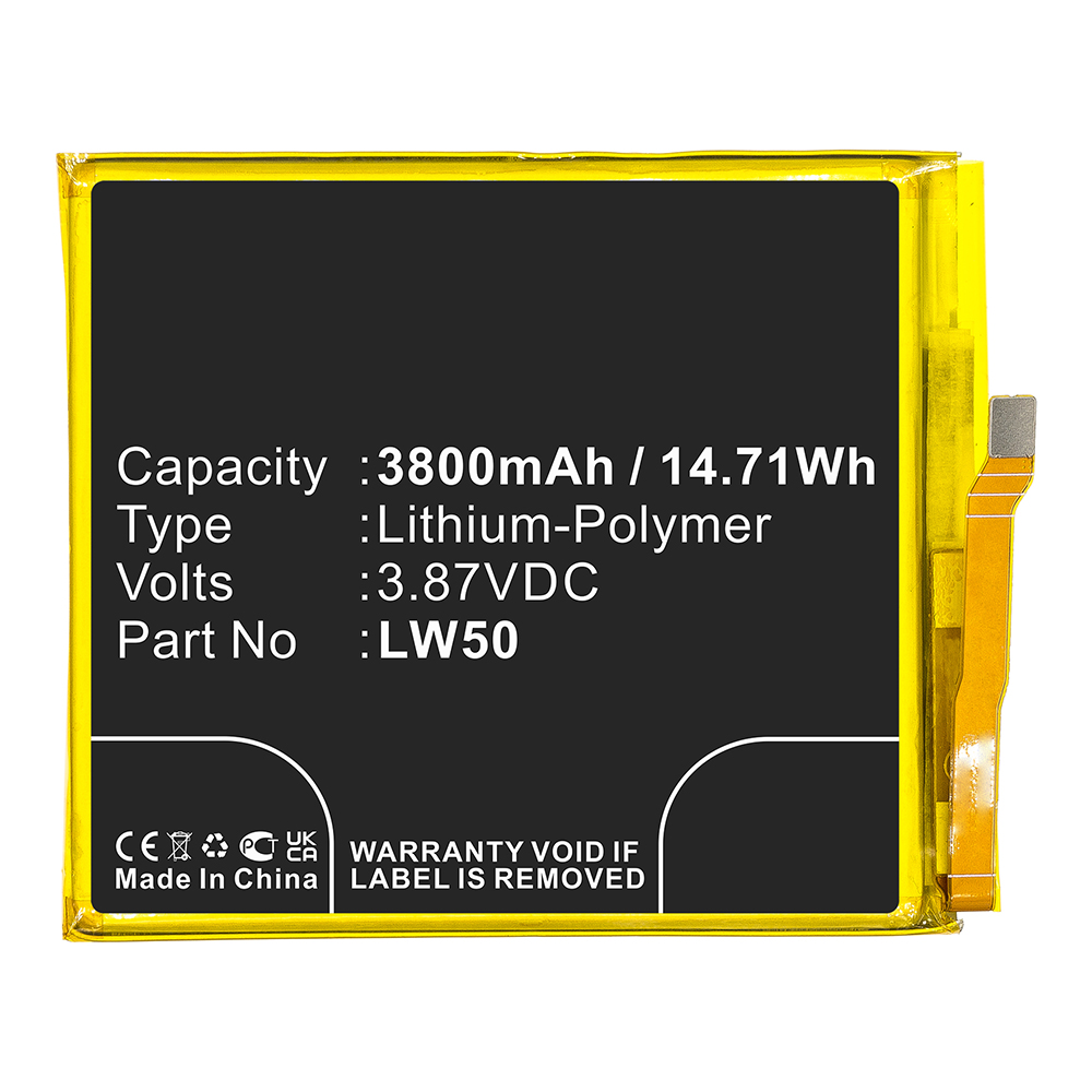 Synergy Digital Cell Phone Battery, Compatible with LW50 Cell Phone Battery (3.87V, Li-Pol, 3800mAh)