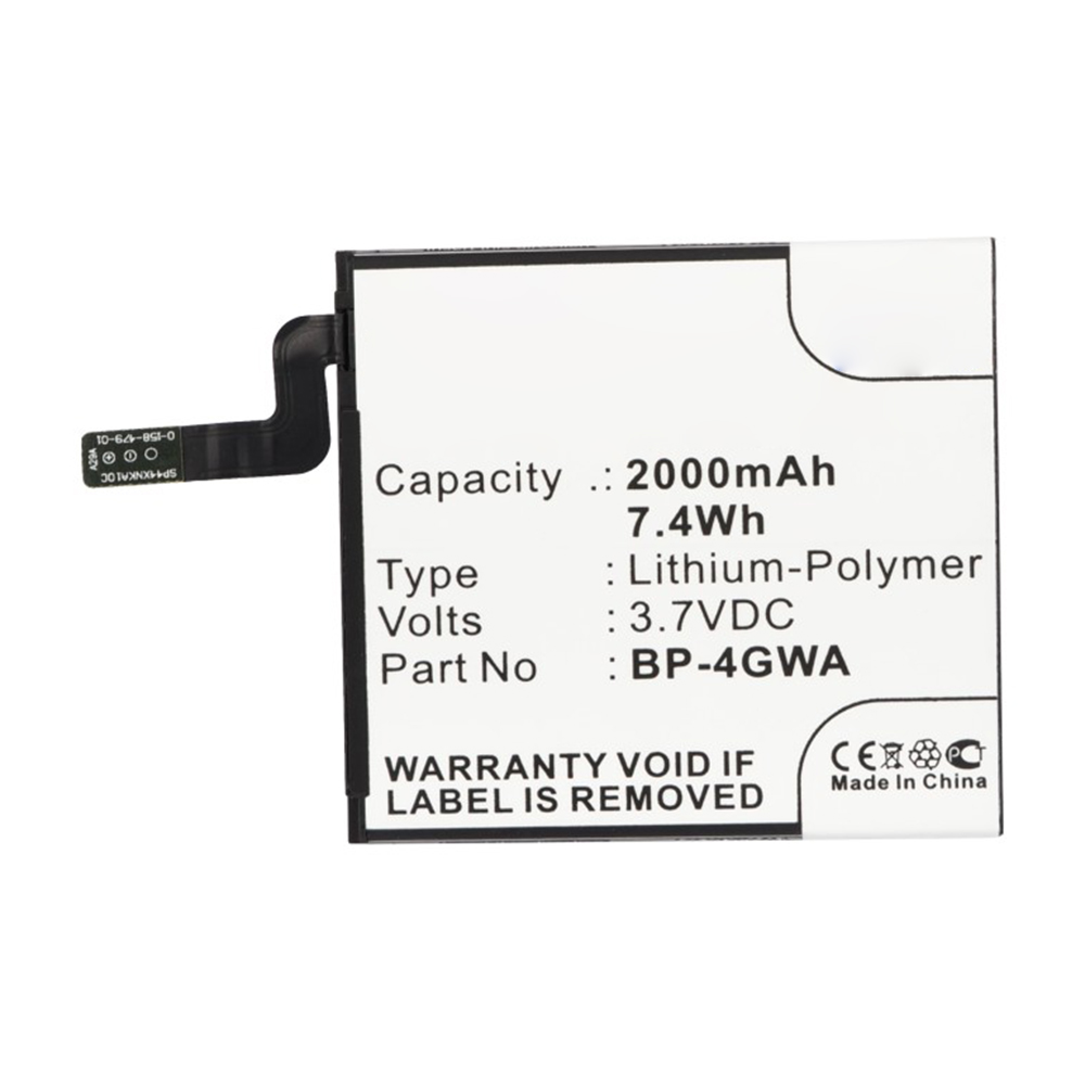 Synergy Digital Cell Phone Battery, Compatible with BP-4GWA Cell Phone Battery (3.7VV, Li-Pol, 2000mAh)