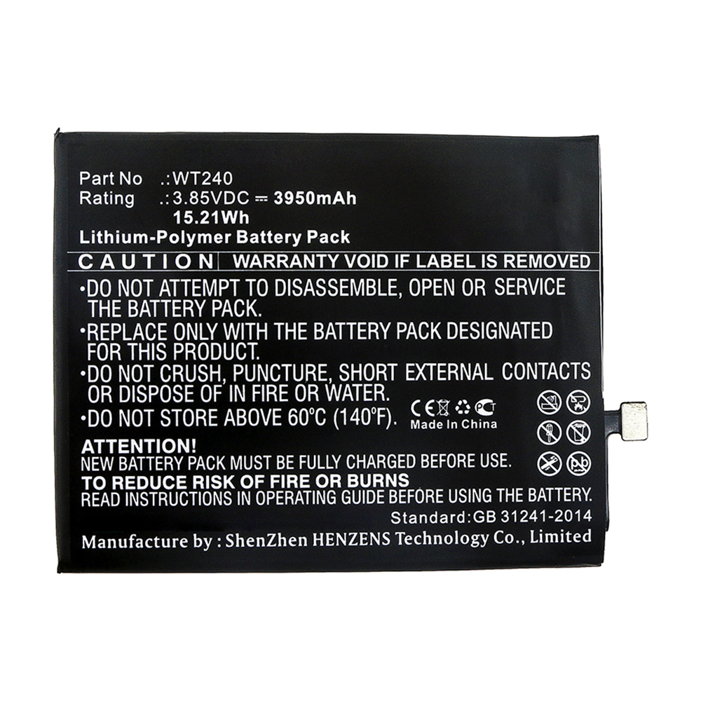Synergy Digital Cell Phone Battery, Compatible with WT240 Cell Phone Battery (3.85V, Li-Pol, 3950mAh)