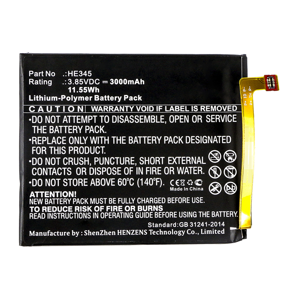 Synergy Digital Cell Phone Battery, Compatible with HE345 Cell Phone Battery (3.85V, Li-Pol, 3000mAh)