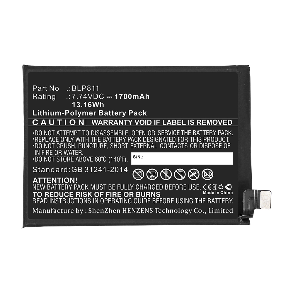 Synergy Digital Cell Phone Battery, Compatible with BLP811 Cell Phone Battery (7.74V, Li-Pol, 1700mAh)