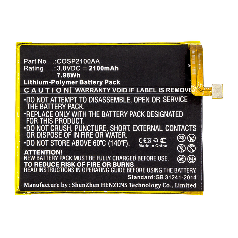Synergy Digital Cell Phone Battery, Compatible with COSP2100AA Cell Phone Battery (3.8V, Li-Pol, 2100mAh)