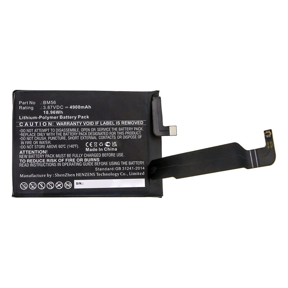 Synergy Digital Cell Phone Battery, Compatible with BM56 Cell Phone Battery (3.87V, Li-Pol, 4900mAh)