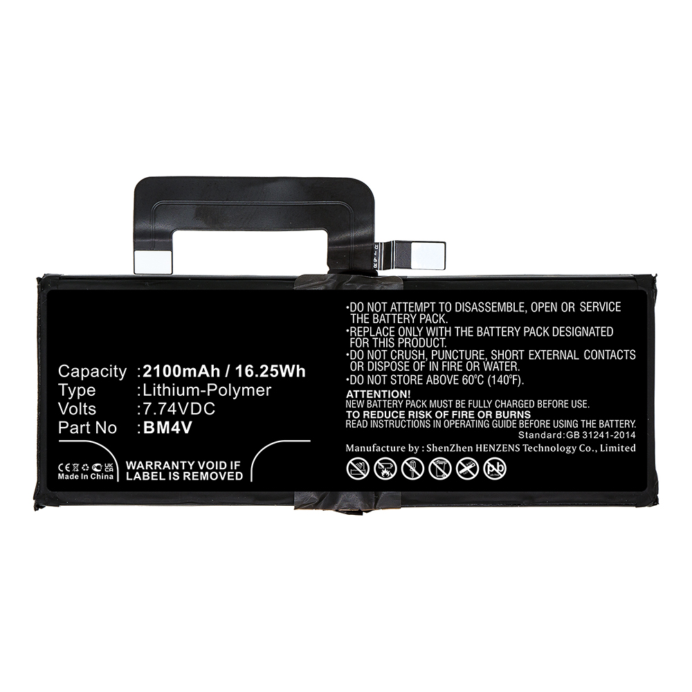Synergy Digital Cell Phone Battery, Compatible with BM4V Cell Phone Battery (7.74V, Li-Pol, 2100mAh)