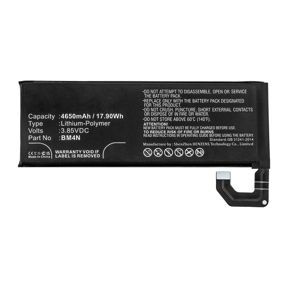 Synergy Digital Cell Phone Battery, Compatible with BM4N Cell Phone Battery (3.85V, Li-Pol, 4650mAh)