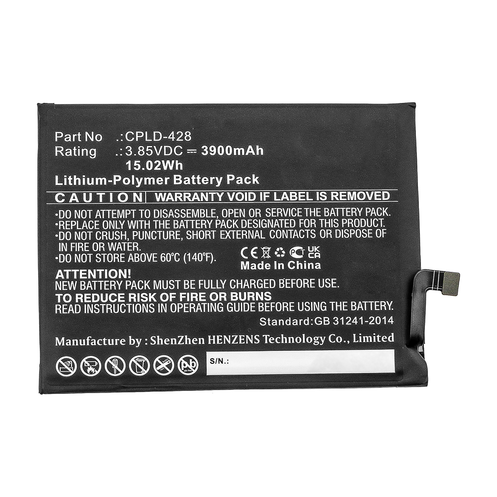 Synergy Digital Cell Phone Battery, Compatible with Coolpad CPLD-428 Cell Phone Battery (Li-Pol, 3.85V, 3900mAh)